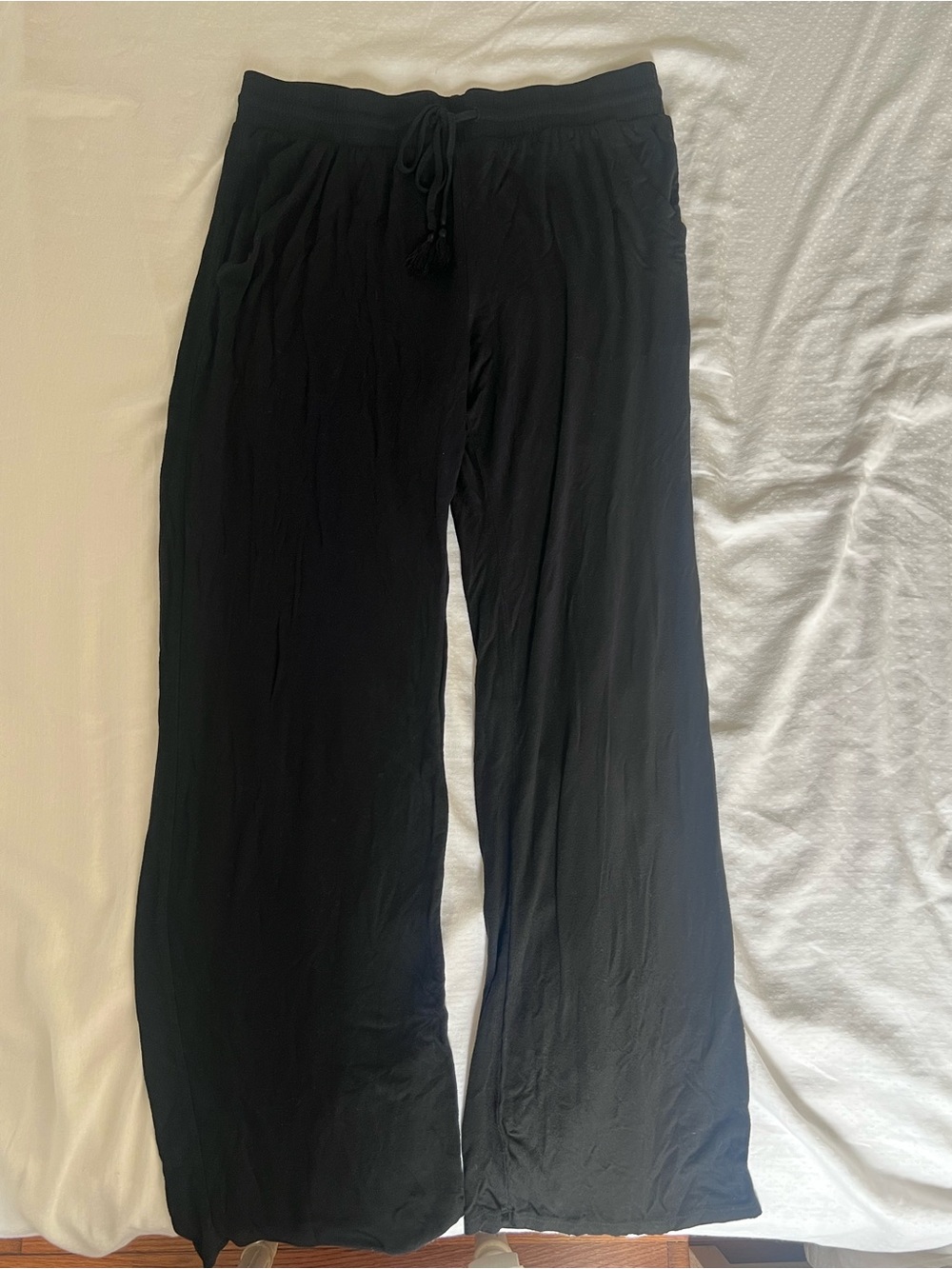 stars above Black Wide-Leg Lounge Pajama Pants
